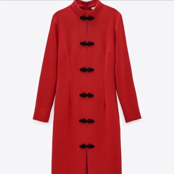 💃🏼NEW ZARA ORIENTAL TOGGLE DRESS IN RED 💃🏼 - Picture 5 of 9